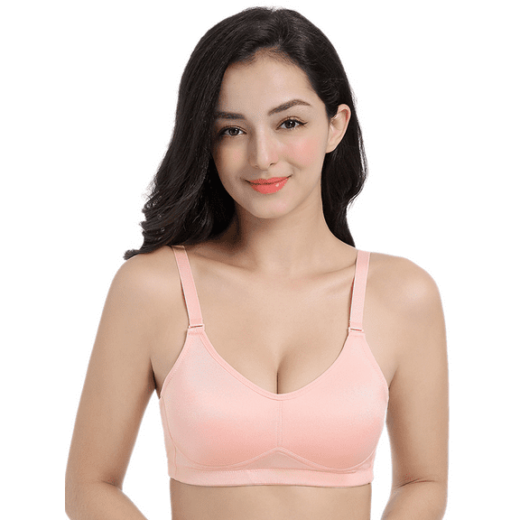 BIMEI Women's Mastectomy Bra Pockets Wireless Post-Surgery for Breast Forms Everyday Bra 8318,Pink, 34A