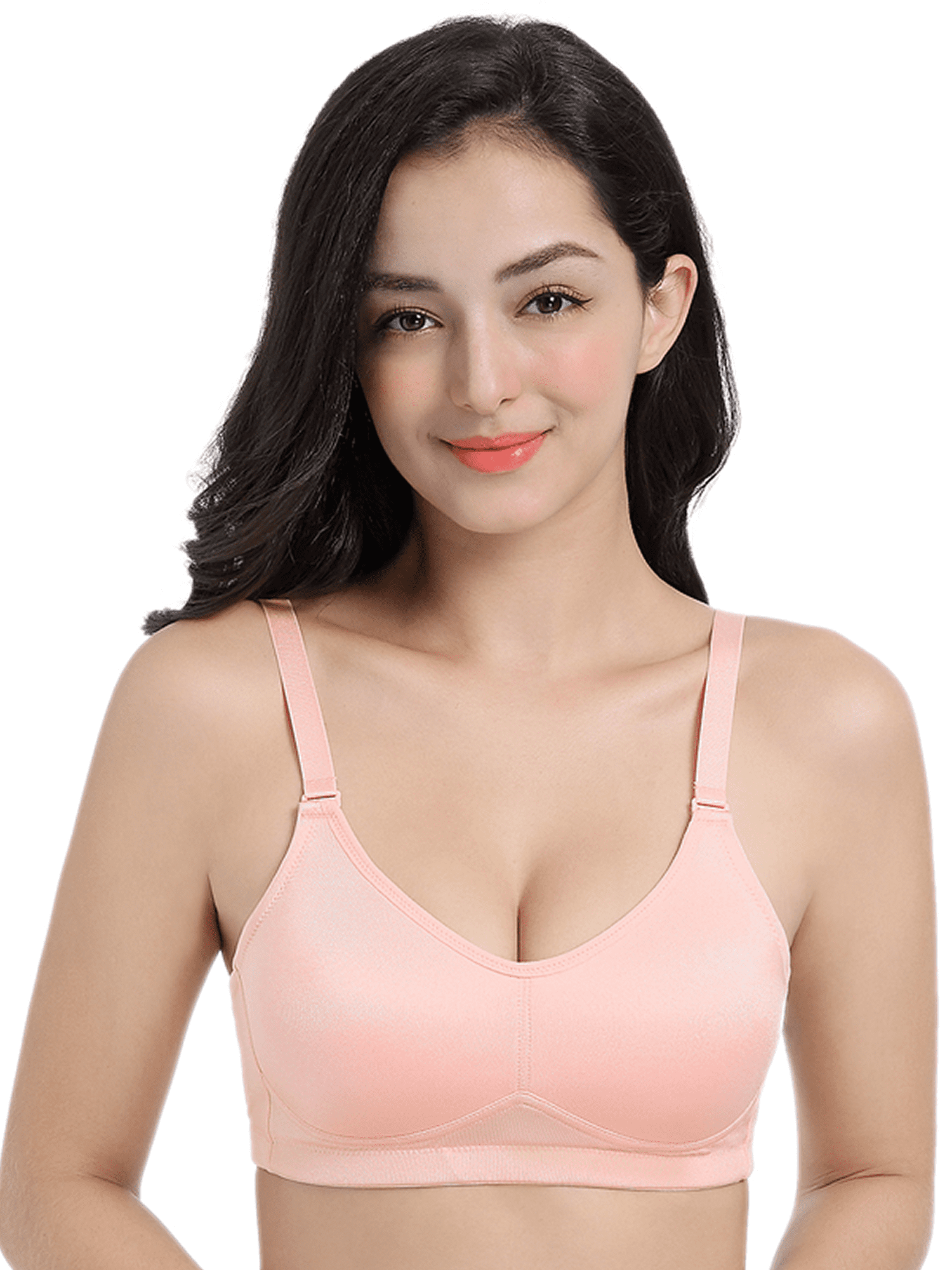 BIMEI Women's Mastectomy Bra Pockets Wireless Post-Surgery for Breast Forms Everyday Bra 8318,Pink, 36A