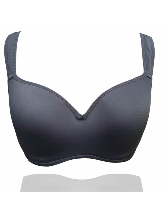 Women's Mastectomy Bra Underwire Bra with Pocket Plus Size Seamless Full Coverage Bra Support 2488,Black,40C