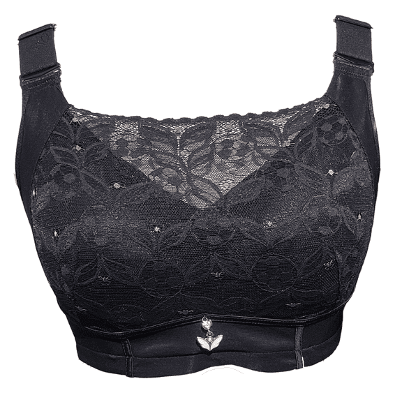 BIMEI Women's Mastectomy Pockets Wireless Post-Surgery Plus Size Full Coverage Everyday Bra 2436,Black,34B