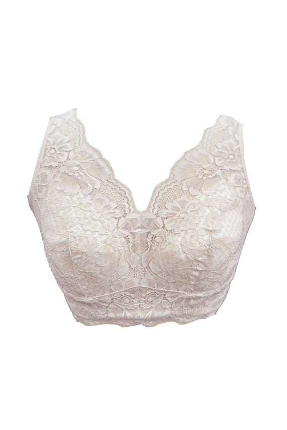 Women's Mastectomy Pockets Wireless Post-Surgery Plus Size Full Coverage Everyday Bra 2461,Beige,40C