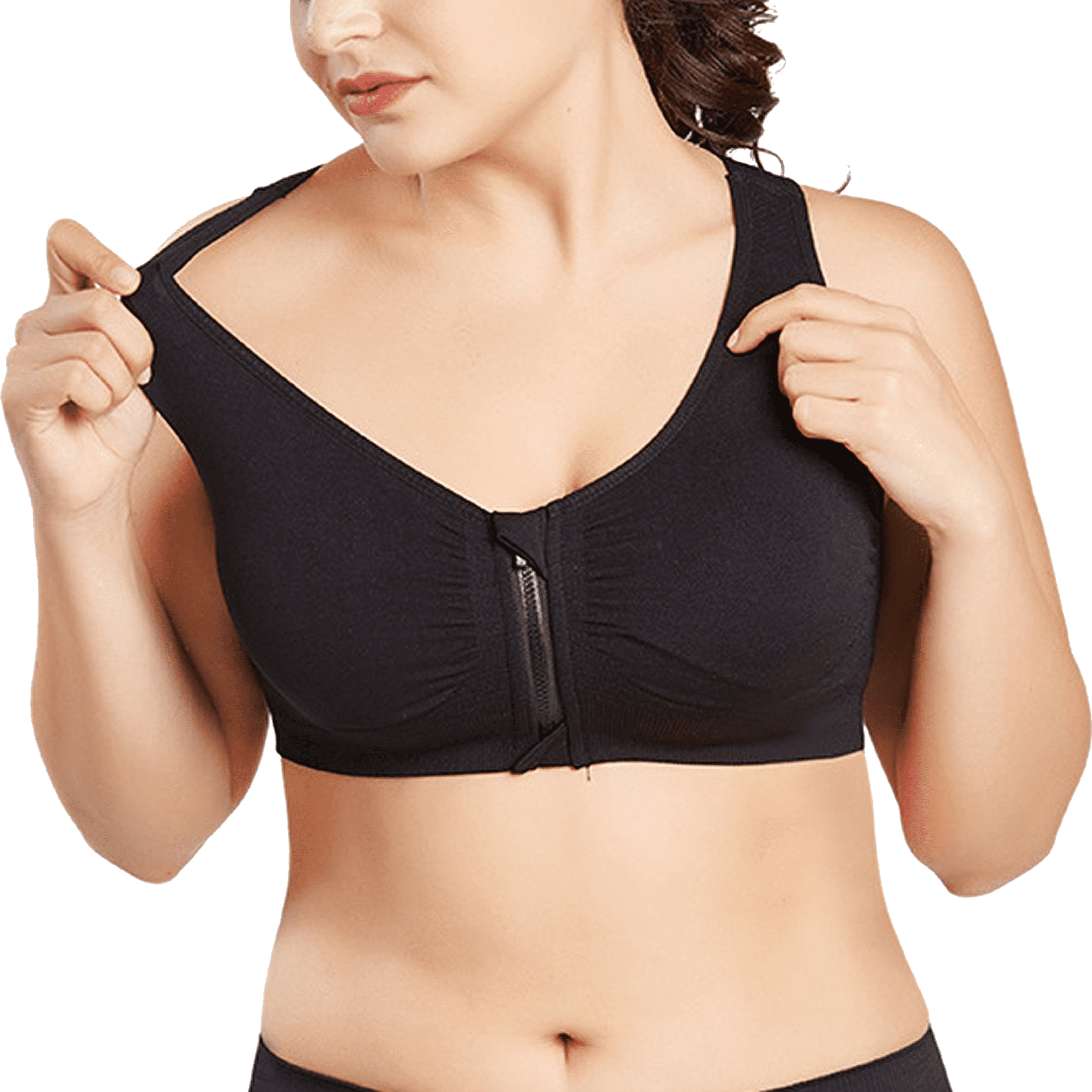 Mastectomy sports bra with front zipper sale