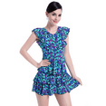 thumbnail image 1 of BIMEI Women's One-Piece Mastectomy Swimsuit Chlorine Resistant Pocketed Swimwear Skirted bathing Suit Printed Skirt Swimdress with Boyshort 658，Green，XL, 1 of 7