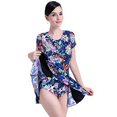 thumbnail image 1 of BIMEI Women's One-Piece Mastectomy Swimsuit Pocketed Swimwear Tummy Contro Bathing Suit Skirt Swimdress with Brief 668,Blue,XS, 1 of 9