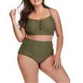thumbnail image 1 of BIMEI Women's Plus Size 2 Piece High Waist Bandage Bikini Sets Chic Swimsuit Retro Bathing Suit，Armygreen，M, 1 of 5