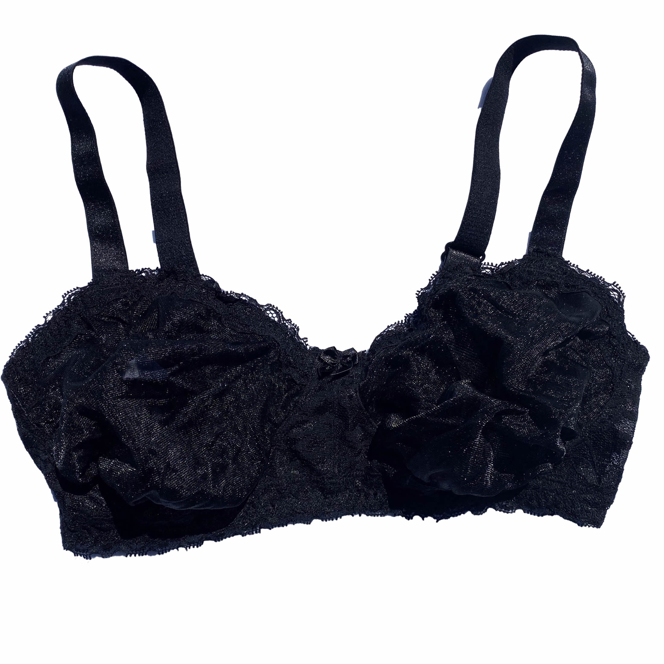 BIMEI Women’s Pocketed Mastectomy Bra with Lace | Sheer Pocket Bra for Breast Forms | Post-Surgery Prosthesis Bra | Wire-Free Support, Silicone Breast Form Holder,Black,42B