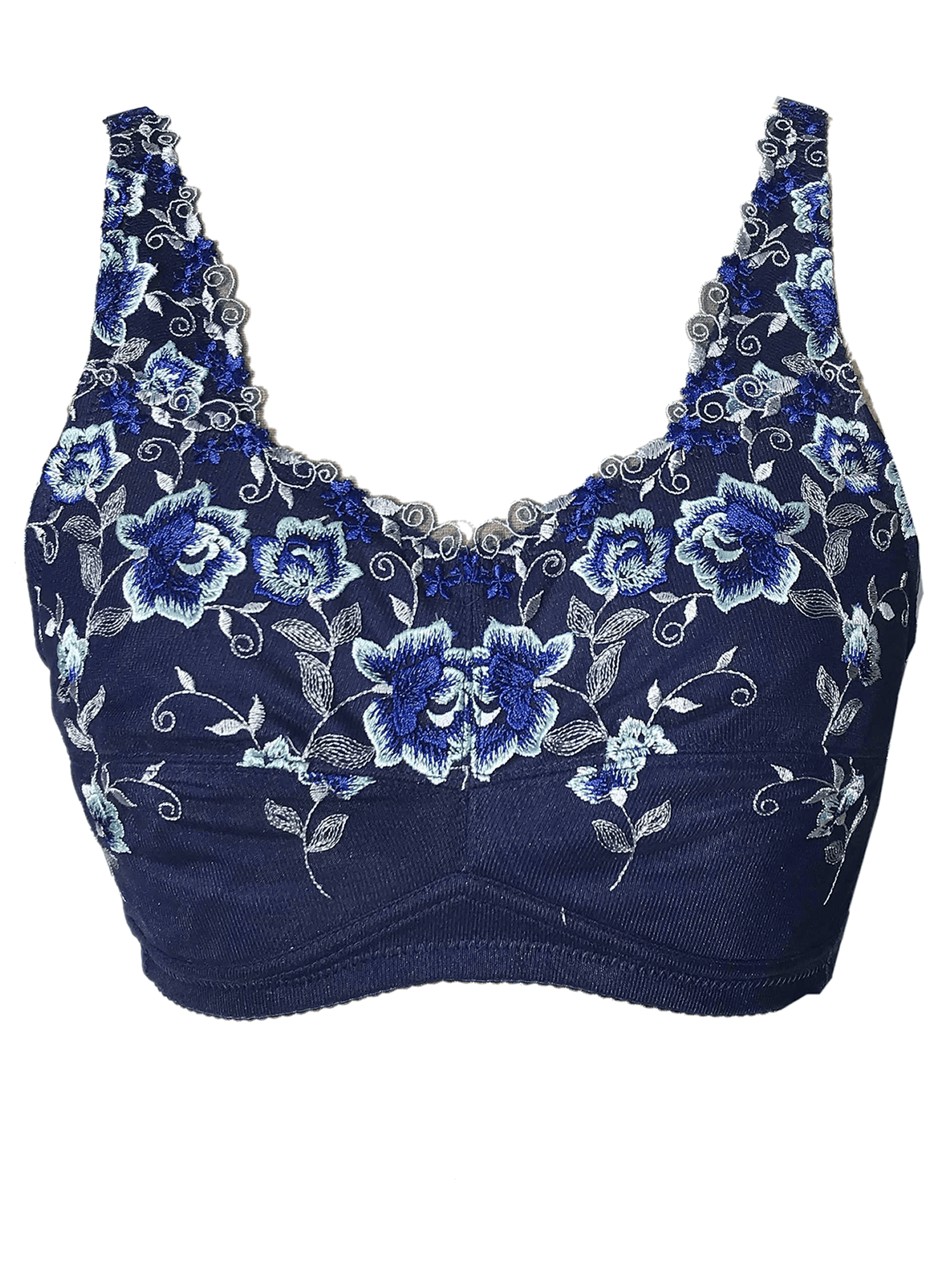 BIMEI Women's Post Surgery Mastectomy Bra with Pockets Surgical Lace Contour with a Full Profile Wire Free Fashion Everyday Bra 8466,Blue,40B