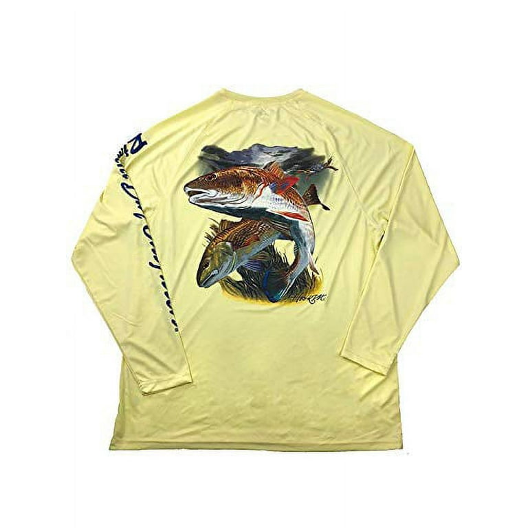 BIMINI BAY OUTFITTERS LTD Hook M' Men's Long Sleeve Shirt French  Vanilla-Redfish, XL 