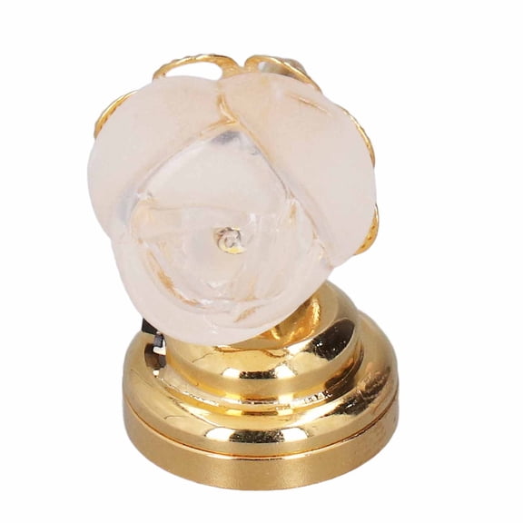 BIMZUC 1:12 Dollhouse Wall Lamp Model, Cute Miniature Rose LED Wall Light Dollhouse Decoration Accessory with Built-in Battery for Collectors and Kids, Metal and Glass, Gold