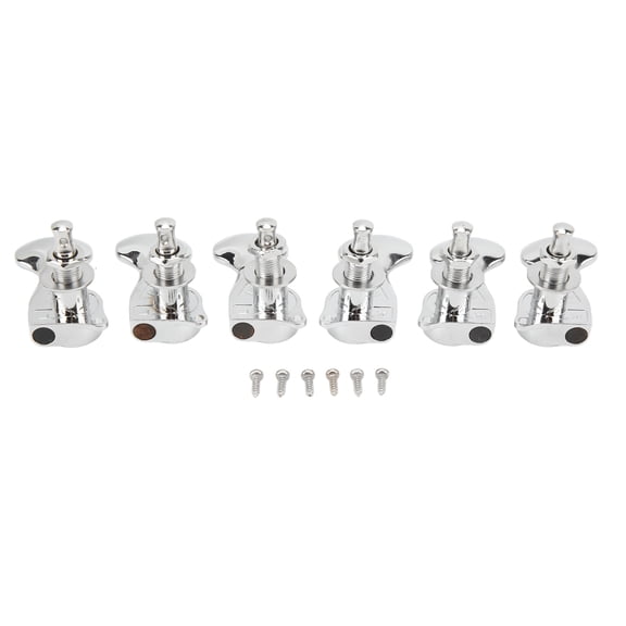 BIMZUC 1:18 Gear Ratio Electric Guitar Tuners Knobs Tuning Pegs, Enclosed Robust Metal String Machine Heads, 3 Left 3 Right (3L3R), Silver Replacement Parts with Screws