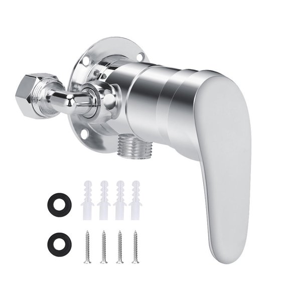 BIMZUC 1/2" G1/2 Solar Shower Mixing Tee Valve Zinc Alloy, CorrosionResistant, Ergonomic Handle, LeakProof Design