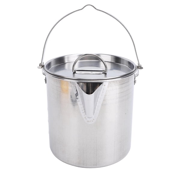 BIMZUC 1.2L Stainless Steel Camping Kettle Portable Outdoor Campfire Coffee Pot for Hiking and Picnic 4.9 x 4.8 inches / 12.5 x 12.2 cm
