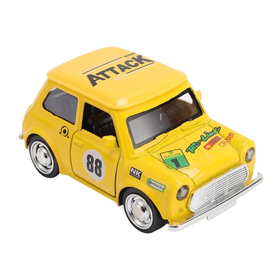 BIMZUC 1:36 Scale Mini Alloy Car Model, Pull Back Vehicle Toy with Opening Doors, Yellow, 3.94 inches