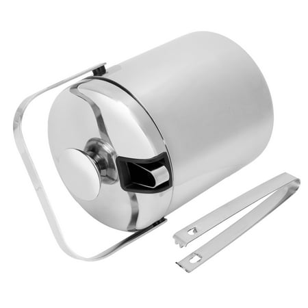 BIMZUC 1.3L / 1.37Qt Stainless Steel Ice Bucket Container with Lid, Strainer, and Ice Tong Sets for Home Bar