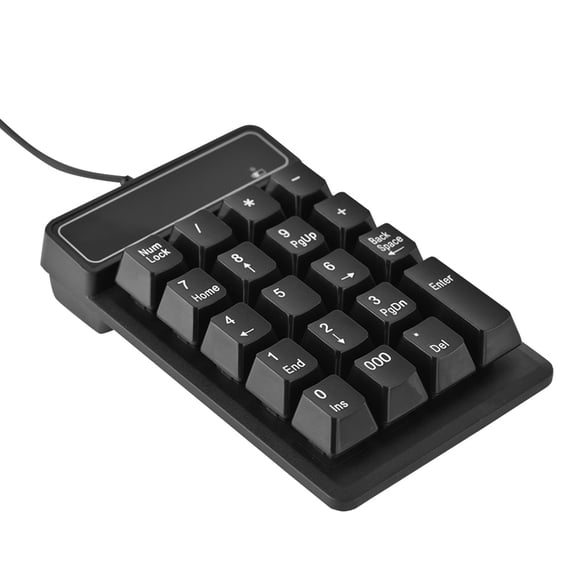 BIMZUC 1.5M / 4.9FT USB Wired 19 Keys Numeric Keypad Number Pad with 000 Key for Windows Laptop Desktop PC, Splash-Proof Ergonomic Rectangle Shape Keyboard, Black, 5.91 x 4.72 inches
