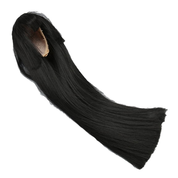 BIMZUC 1/6 Ball Jointed Doll Wig for 15.5-17cm (6.1-6.7 inches) Doll Black Cuttable Long Straight Hair with Bangs BJD Replacement Accessories