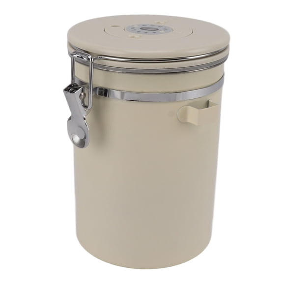 BIMZUC 1.8L Stainless Steel Airtight Coffee Bean Storage Container Canister with Spoon, Beige