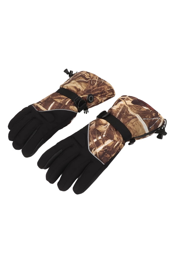 1 Pair Autumn Winter Rechargeable Battery Electric Heated Gloves Touch Screen Hand Warmer for Outdoor Fishing Skiing Old Reed Camo (15.35 inches / 39 cm)