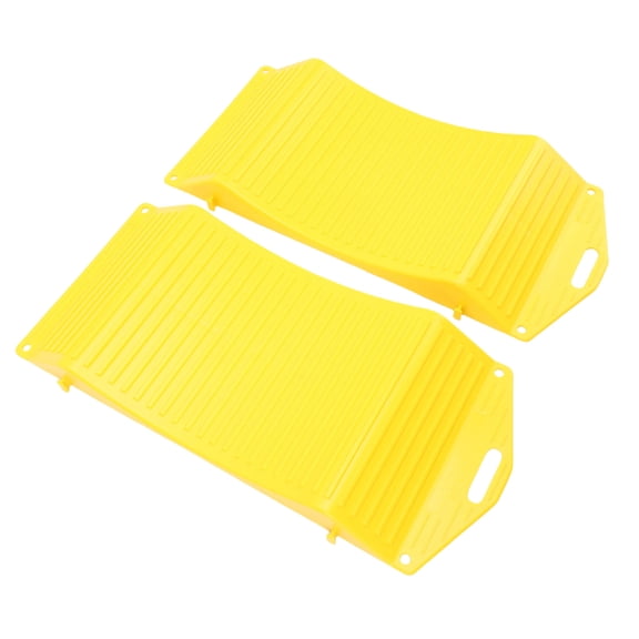 BIMZUC 1 Pair Wheel Tire Saver Ramps Anti Slip Pad All Season Durability HDPE for Sports Cars SUVs Campers Trailers Trucks RVs Yellow Small (18.9 inches / 48 cm)
