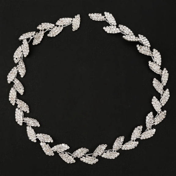 BIMZUC 1 yard / 0.91 m 1.5 cm / 0.6 in Wide Rhinestone Ribbon Tree Leaf Design Diamond Wrap Roll Decoration