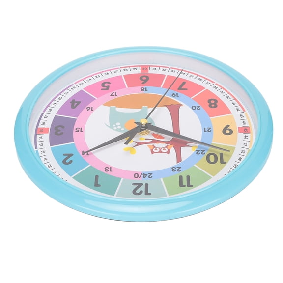 BIMZUC 10.2-Inch Round Cartoon Colorful Quartz Learning Wall Clock For Children's Bedroom, Playroom, Classroom With Easy-To-Read Numbers And Battery Operated Movement, Blue