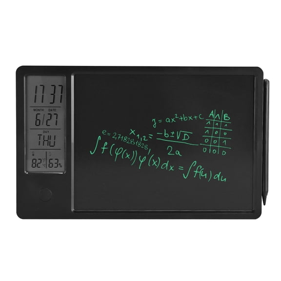 BIMZUC 10 Inch / 25.4 cm LCD Writing Tablet Erasable Doodle Board Rechargeable Digital Clock Desk Calendar Electronic Notepad for Business Office Home Black