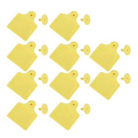 BIMZUC 10 Pack Animal Electronic Ear Tag Waterproofing TPU 860-960MHz UHF U9 Chip Livestock Ear Tags for Sheep Cattle Pig Animal Management Tracking, Yellow