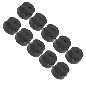 BIMZUC 10-Pack Professional Tennis Racket Grip Tape, Non-Slip & Sweat Absorbent Overgrip for Badminton, Squash, and Fishing Rods (Black) - 43.3 x 1.0 inches / 110 x 2.5 cm