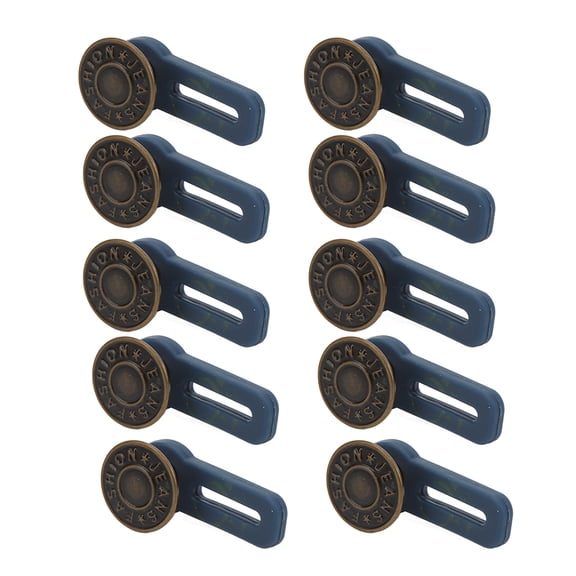 BIMZUC 10 Pcs Instant Button Replacement Adjustable Jean Buttons Pins, Removable Flexible Metal Fasteners No Sew Sewing Accessories for Clothes Pants Fit Perfectly (10 Count / 10 Pcs)