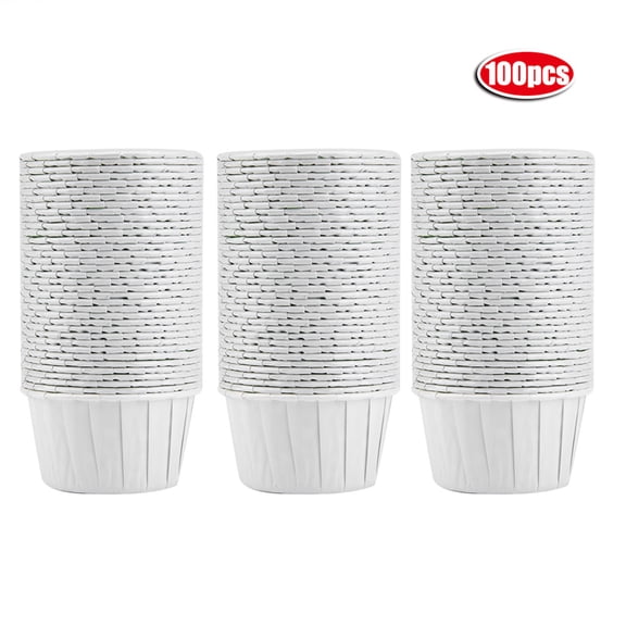 BIMZUC 100 Count White Paper Cupcake Liners Mini Round Cake Baking Cups for Muffin Cases Home Party Wedding Birthdays, 1.97 inches / 50 mm Bottom Diameter Heat Resistant Muffin Cups