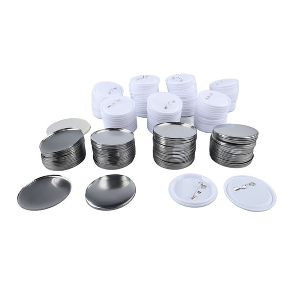 BIMZUC 100 Sets Pin Back Button Parts 2.3in Diameter Tinplate Plastic Base Button Making Supplies for Badge Craft DIY