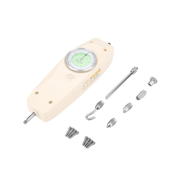 BIMZUC 100N Analog Dynamometer Push Pull Force Gauge Meter Measuring Tester Instrument for Electronics Hardware Auto Parts Textile Machinery with Multiple Measuring Tips and Storage Box