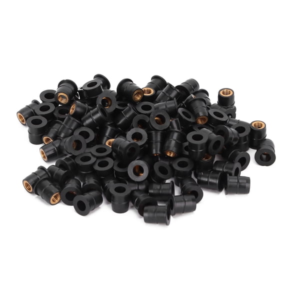 BIMZUC 100PCS M6x0.8mm Rubber Well Nut Modification Kit for Motorcycle and ATV Windscreens Body