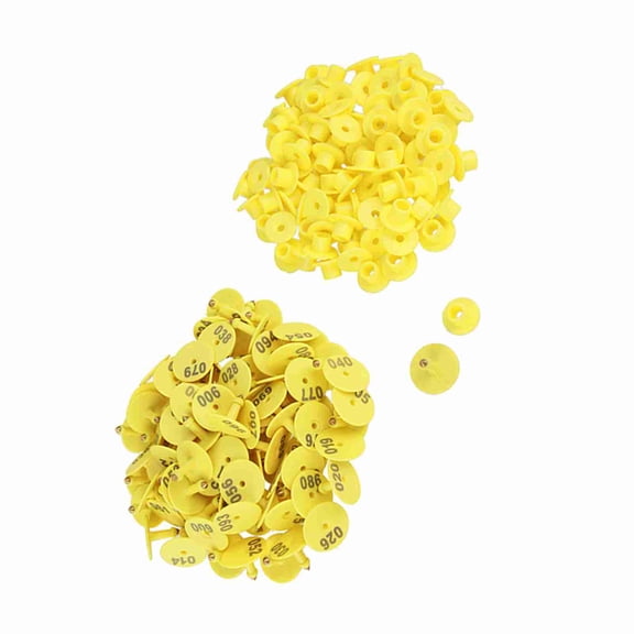 BIMZUC 100Pcs Anti-Shedding Livestock Ear Number Tag Set for Sheep, Goat, Hog, Pig, Cattle, and Cow Farm Animal Identification Management with Lettering, Weather-Resistant Plastic