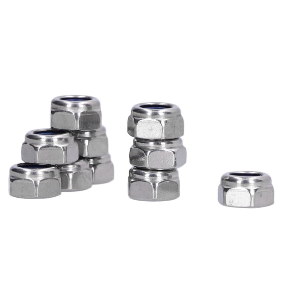 BIMZUC 100Pcs M5 Nylon Insert Lock Nut Assortment, Premium A2-70 Stainless Steel Fastener Hardware Nuts Set Kit for Home Improvement, Automotive, and Maintenance Applications (0.79 inches / 2 cm)