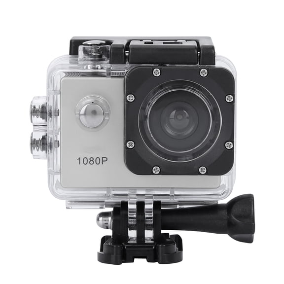 BIMZUC 1080P HD 2-Inch LCD Screen Sports Action Camera Set, 30m Waterproof, 140 Degree Wide Angle Video Camcorder with 900mAh Battery and Mounting Accessories, Silver (9.45 inches / 24 cm)