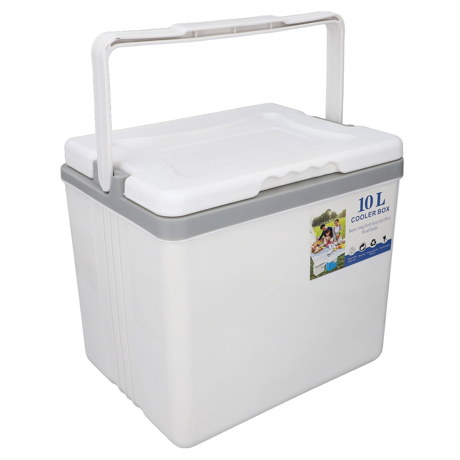 BIMZUC 10L Hard Sided Cooler Box High Performance Insulated Ice Chest with Heavy Duty Handle for Outdoor Camping Picnic Fishing Beach Drinks and Beer, White (11.4x8.9x10.4 Inches / 29x22.5x26.5 cm)