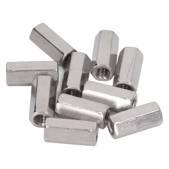 BIMZUC 10PCS Hex Coupling Nuts 304 Stainless Steel Thread Rod Connection Nut M8 x 1.25-13-L30mm Fastener Hardware for Bolts Studs Machine Screws (10 Pieces / 1.18 inches Length)