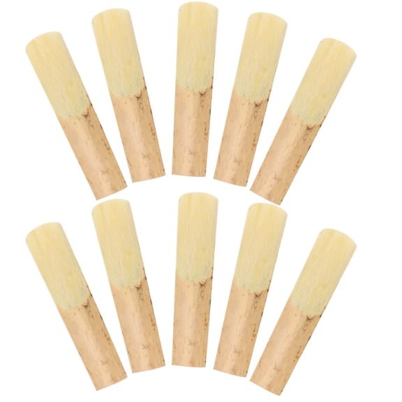 BIMZUC 10PCS Saxophone Reeds with Protection Cover Alto Bamboo Musical Instrument Replacement Parts Premium Woodwind Accessory for Beginners and Professionals 4.33 inches / 11 cm Length