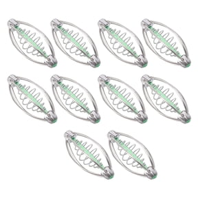 BIMZUC 10PCS Stainless Steel Spring Fishing Feeder Bait Cage Holder Tackle Accessory with Pendant Bead Small 17g for Freshwater and Saltwater