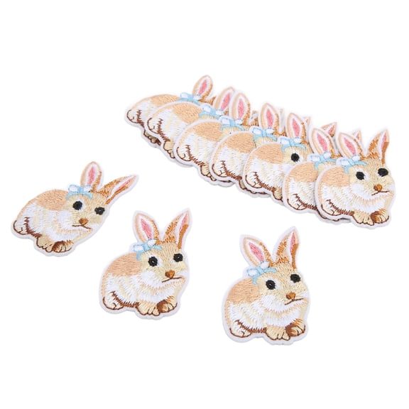 BIMZUC 10Pcs Cute Little Bunny Iron On Patches Durable Lightweight Wide Application Jean Appliques for Backpack Clothes Bag Jackets Hats DIY Decor Repair, 1.97 inches / 5.0 cm Length