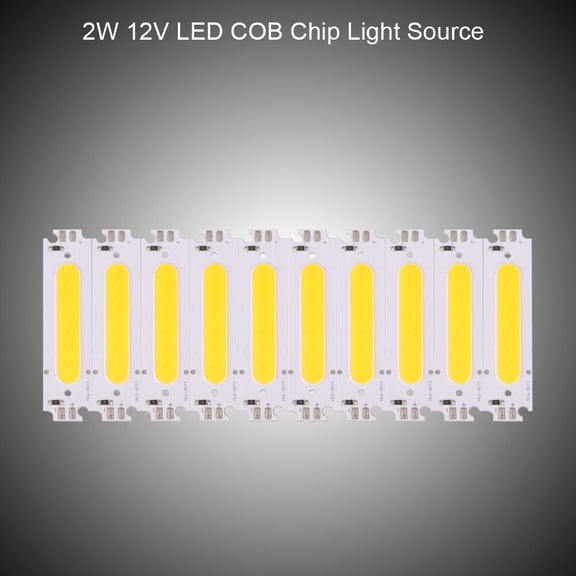 BIMZUC 10Pcs DC 12V 2W COB Chip Light Source Fits for DIY LED Lamp Lighting Fixtures Car Lights, Warm White, 200 Lumens (2.36 x 0.59 inches)