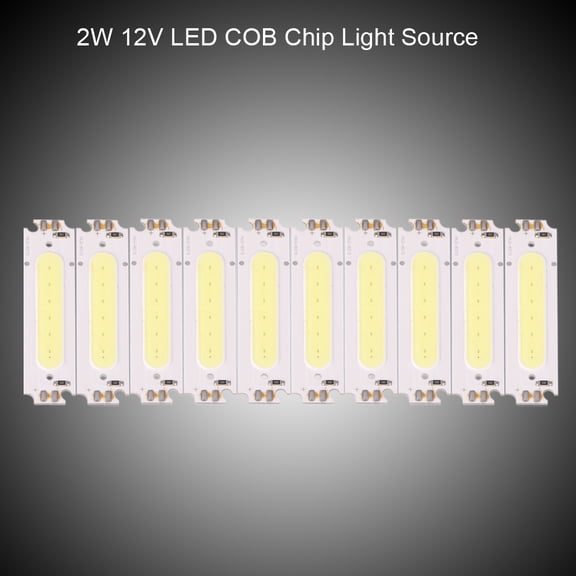 BIMZUC 10Pcs DC 12V 2W COB Chip Light Source Fits for DIY LED Lamp Lighting Fixtures Car Lights, White, 200 Lumens (2.36 x 0.59 inches)