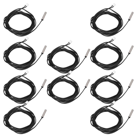 BIMZUC 10Pcs Thermistor Sensor NTC Temp Probe 5x25mm Cylindrical Head 2 Meters Cable Length 5K B3950 For Temperature Measurement