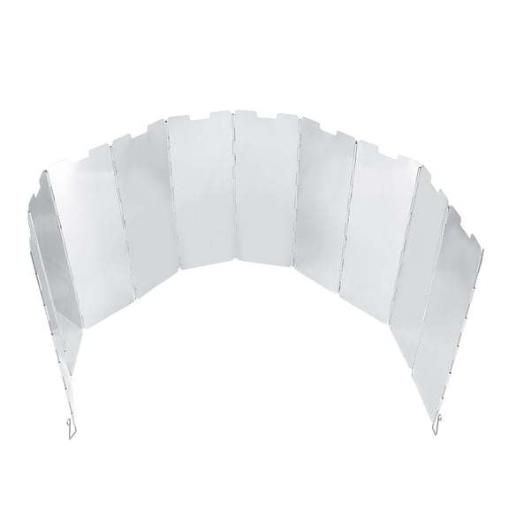 BIMZUC 10pcs Foldable Aluminum Alloy Burner Windshield Lightweight Wind Deflector for Outdoor Camping Backpacking Picnic BBQ Cooking Gas Stove Silver
