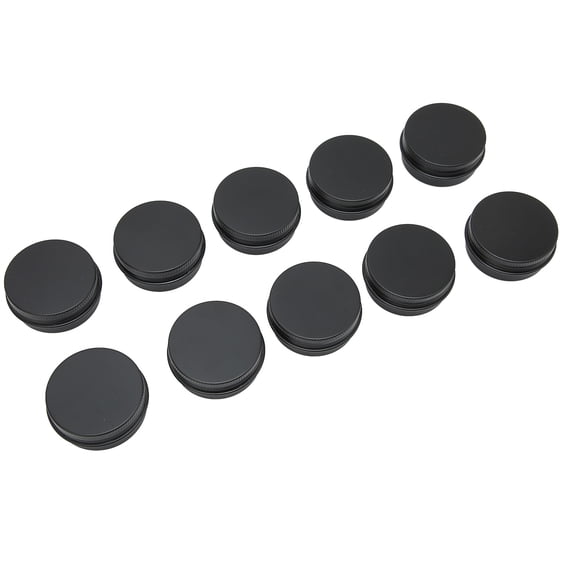 BIMZUC 10pcs Round Aluminum Can DIY Empty Refillable Storage Jar Container Set for Solid Perfume Lip Mask, Premium Black Threaded Small Tin Organizer, 15ml / 0.51 fl oz