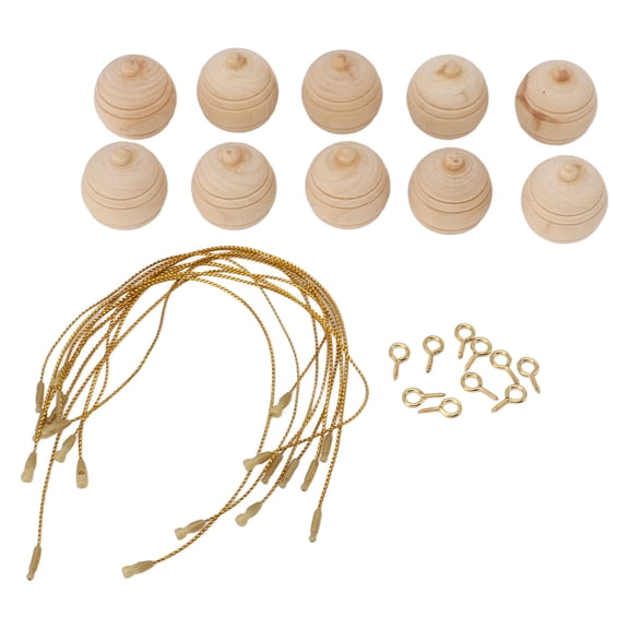 BIMZUC 10pcs Unfinished Hanging Decorative Ball Wooden Ball Shaped Hanging Ornament for Hand Painting (1.1x1.2 in / 2.8x3 cm)