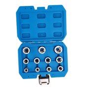 BIMZUC 11-Piece 3/8-Inch Metric Bolt Extractor Socket Set, CR-MO Damaged Nut Remover Extraction Tool Kit with Storage Case, Sizes 8mm to 19mm 3/8-in to 3/4-in