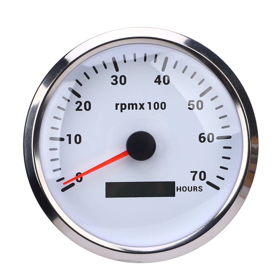 BIMZUC 110mm 4-3/8in Universal Tachometer Gauge 7000 RPM with Hour Meter & 7 Color Backlight, Marine Boat RPM Gauge for Car Yacht RV Truck, 9-32V DC, White Dial Silver Bezel