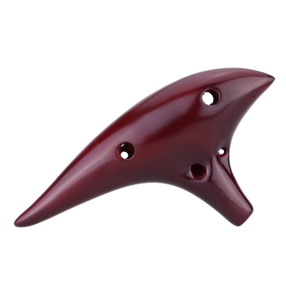 BIMZUC 12-Hole Dolomite Ceramic Ocarina Alto C Smoked Burn Submarine Style Musical Instrument with Music Score and Lanyard for Music Lovers, Beginners and Collectors, Brown (7.5 inches / 19 cm)